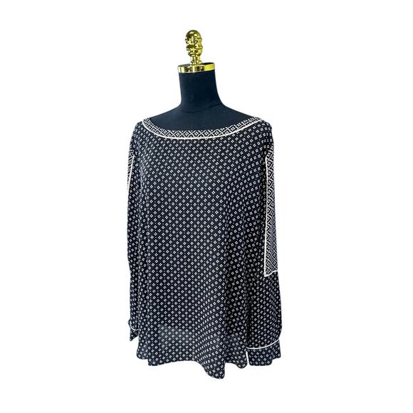 LOFT Boho Mixed Print Blouse XL | Geometric Medallion - Picture 2 of 8